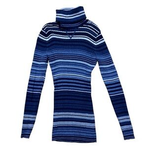 Ruff Hewn Navy and White Striped Turtleneck Sweater